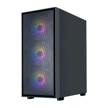 Zalman S6 ATX Mid Tower PC-Gehäuse, 3 x 140mm + 1 x 120mm Fixed RGB-Lüfter, Tempered Glass, Schwarz