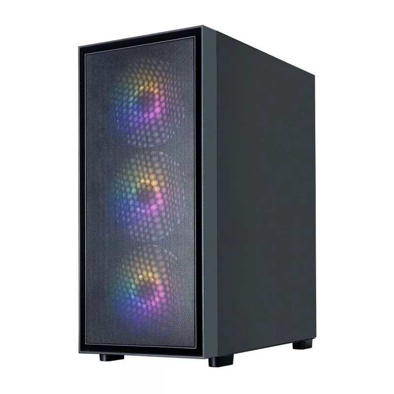 Zalman S6 ATX Mid Tower PC-Gehäuse, 3 x 140mm + 1 x 120mm Fixed RGB-Lüfter, Tempered Glass, Schwarz