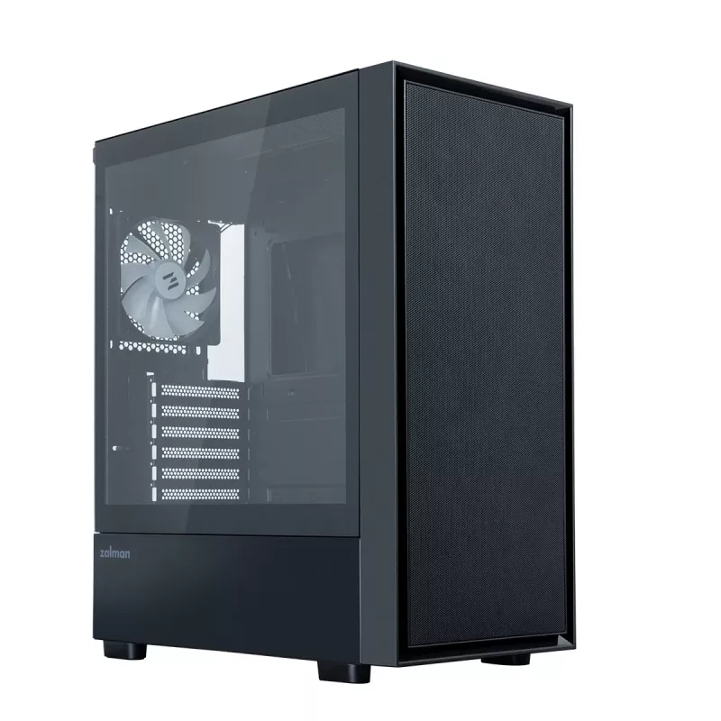 Zalman S6 ATX Mid Tower PC-Gehäuse, 3 x 140mm + 1 x 120mm Fixed RGB-Lüfter, Tempered Glass, Schwarz