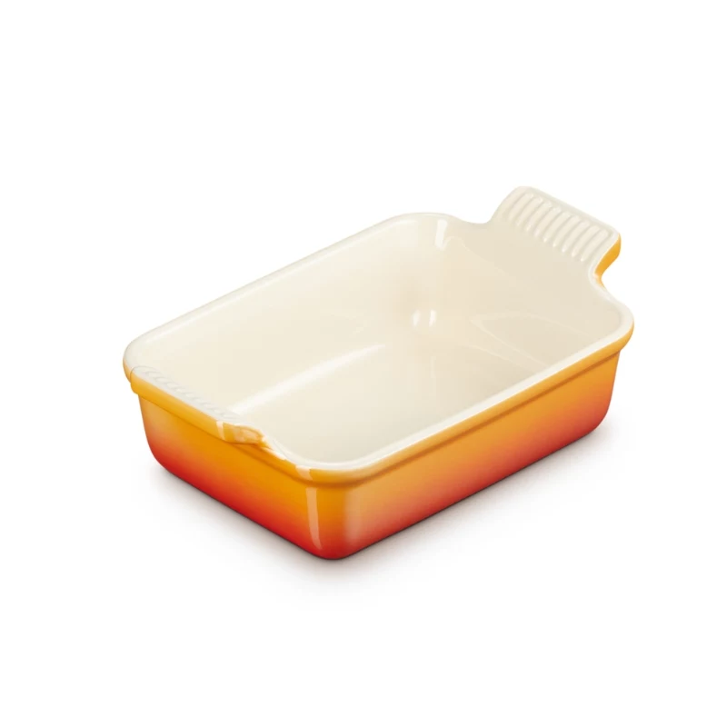 LE CREUSET Rechteckige Auflaufform Heritage Steingut 19x14cm / 1,1L orange