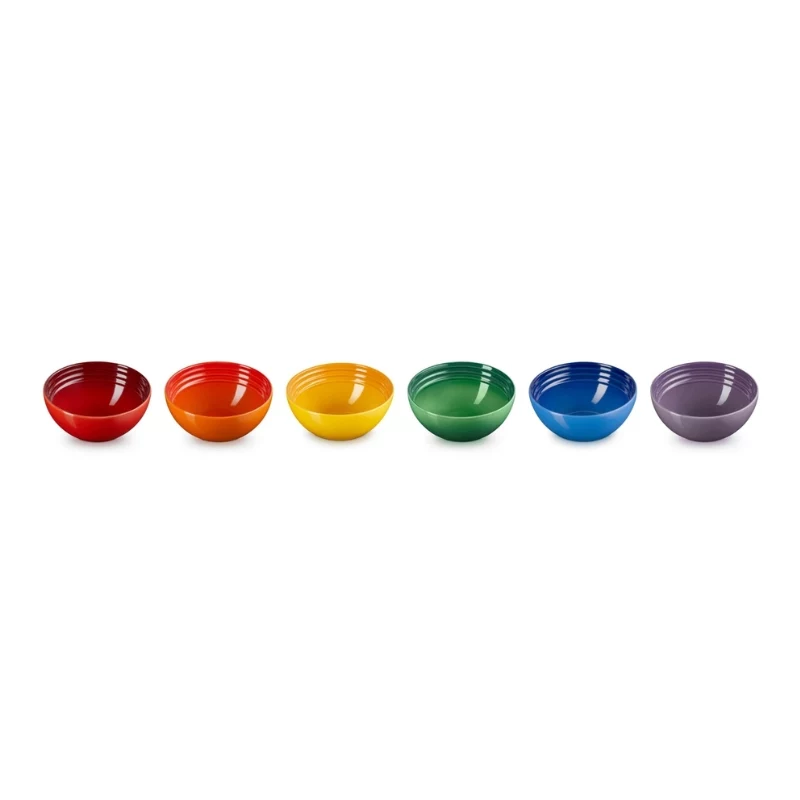 LE CREUSET Set aus 6 Steingut-Schalen 330ml in verschiedenen Farben