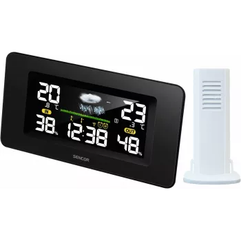 SENCOR SWS 5270 Wetterstation mit kabellosem Außensensor, Farb-LCD, funkgesteuerte Uhr