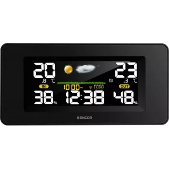 SENCOR SWS 5270 Wetterstation mit kabellosem Außensensor, Farb-LCD, funkgesteuerte Uhr