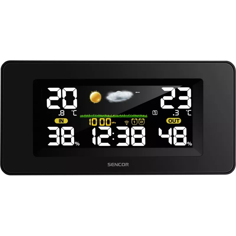 SENCOR SWS 5270 Wetterstation mit kabellosem Außensensor, Farb-LCD, funkgesteuerte Uhr