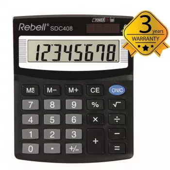 Rebell SDC408 Halb-Desktop-Taschenrechner, 8-stellig, Schwarz