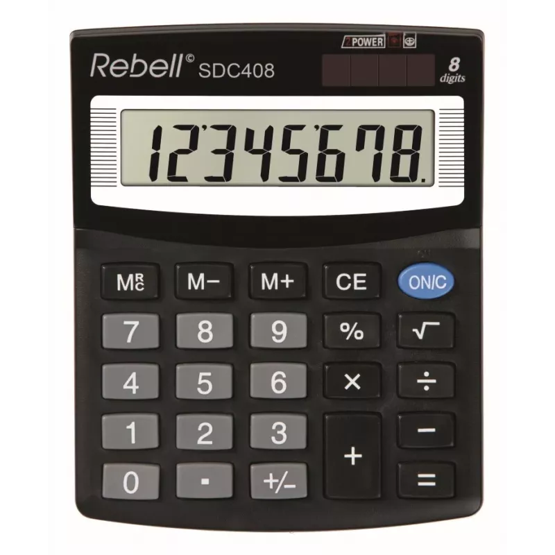 Rebell SDC408 Halb-Desktop-Taschenrechner, 8-stellig, Schwarz