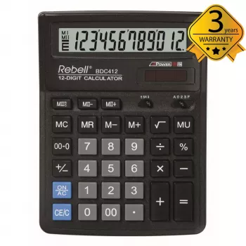 REBELL RE-BDC412 BX Tischrechner 12-stellig Dual Power Schwarz