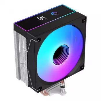 Rampage Octagon B70 CPU-Luftkühler, 120 mm ARGB, Temperaturanzeige, Schwarz