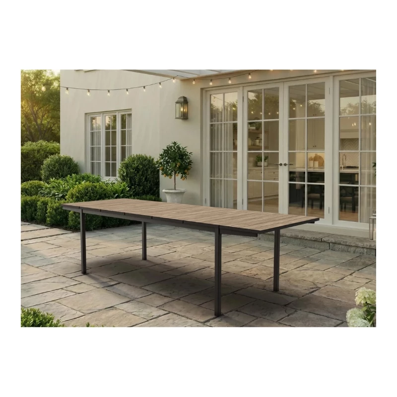 KETER Gartentisch ausziehbar Deco Porto Nova ausziehbar 200-280 Eschenholz-Optik/schwarz