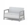 KETER Gartensofa Zweisitzer Scandi Linea 2-Sitzer Sofa hellgrau/dunkelstahlgrau