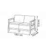 KETER Gartensofa Zweisitzer Scandi Linea 2-Sitzer Sofa hellgrau/dunkelstahlgrau