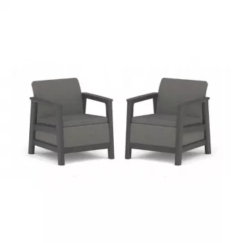 KETER Gartenstühle 2 Stk. Scandi Linea grau