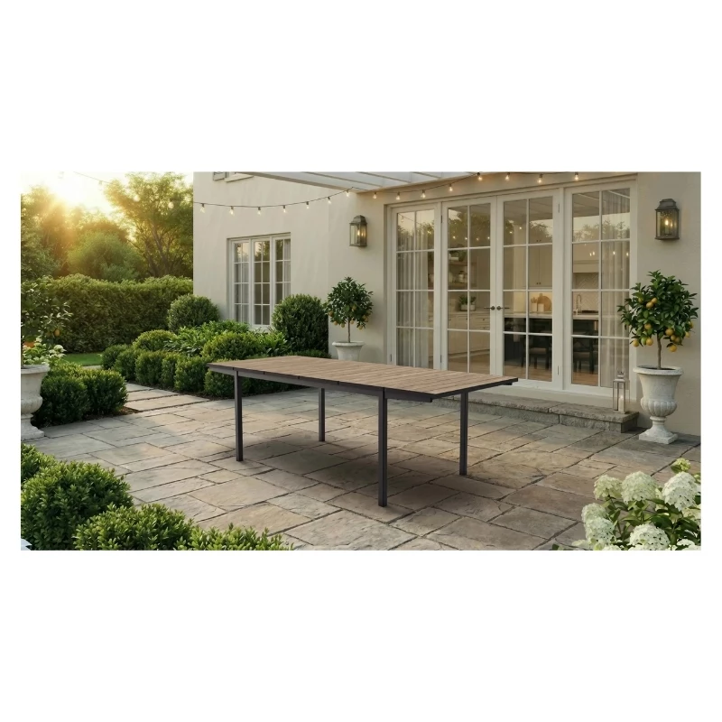 KETER Gartentisch ausziehbar Deco Porto Nova Ausziehbar 160-240 Eschenholzton/Schwarz