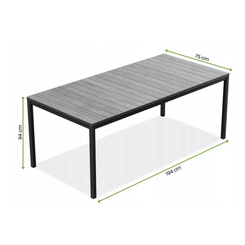 KETER Gartentisch Deco Porto Nova 200 Eschenholz-Optik/Schwarz