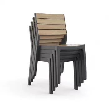 KETER Gartenstuhl Deco Corale Teak-Optik/Grau