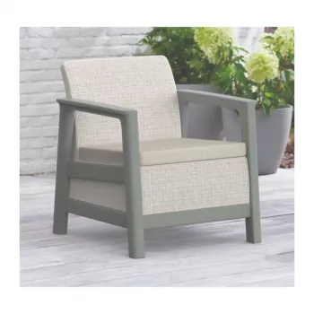 KETER Gartenmöbel-Set Scandi Linea Balkon-Set kieselgrau/salbeigrün Steinton