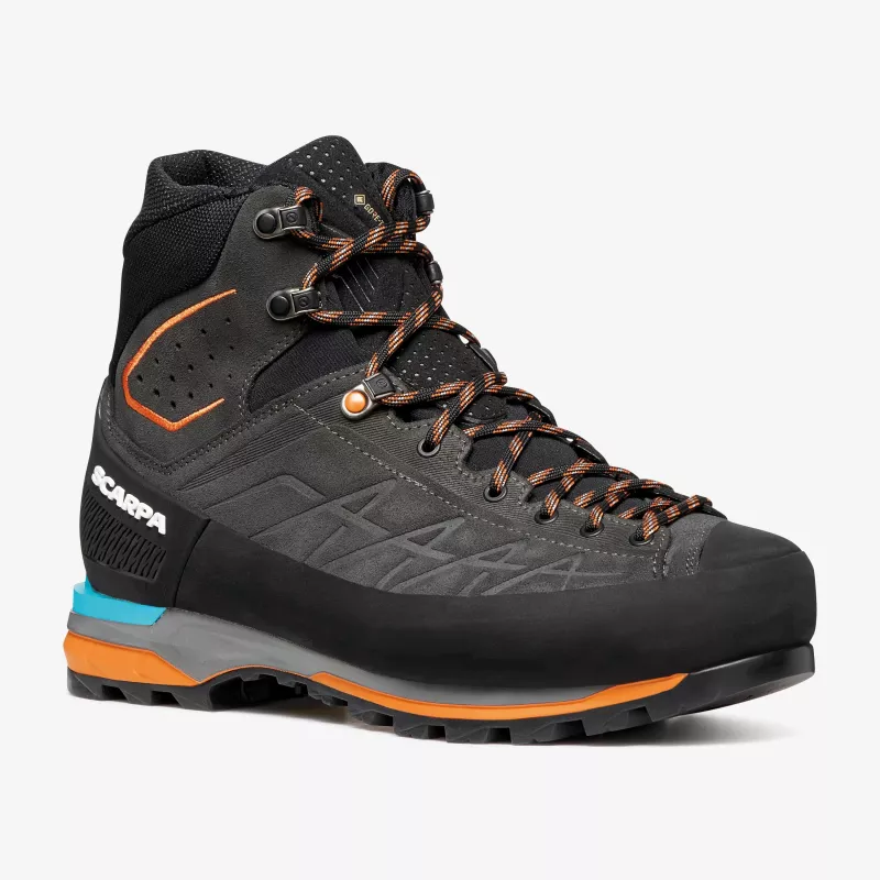 Scarpa Zodiac Tech GTX Bergschuhe, GORE-TEX Performance Comfort, Perwanger-Leder, Vibram-Mont-Sohle, Anthracite/Tonic Orange, EU 43