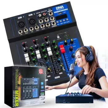 DNA T4MIX analoger 4-Kanal-Audiomixer Blau