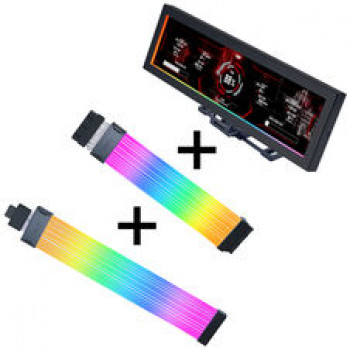 Lian Li Visual Upgrade Kit Strimer Wireless 24-Pin RGB Mainboardkabel, Controller + 12V-2x6 GPU-Kabel Wide & 8,8 Universal Screen - schwarz