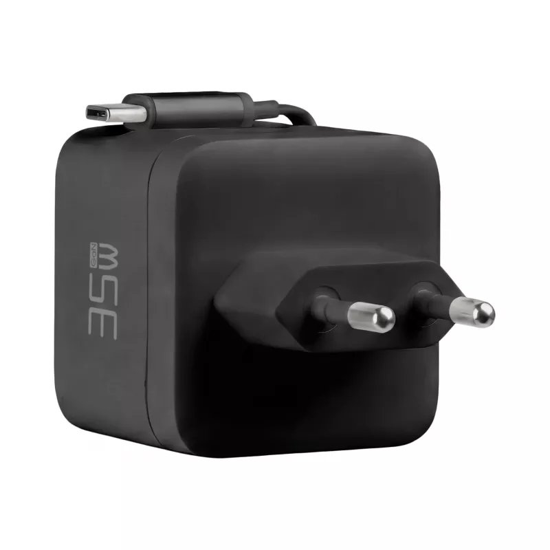 EFB Elektronik G352CE 35W GaN USB-C Wandladegerät mit einziehbarem 0,7m Kabel, PD3.0 & QC3.0, Schwarz