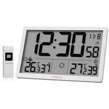 KIENZLE Jumbo NEO LCD Wetter-Wanduhr Weiß