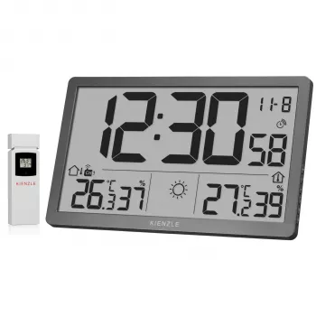 KIENZLE Jumbo NEO LCD Wetter-Wanduhr grau