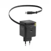 EFB Elektronik G652CE 65W GaN USB-C PD 3.0 Wandladegerät mit einziehbarem Kabel, Schwarz