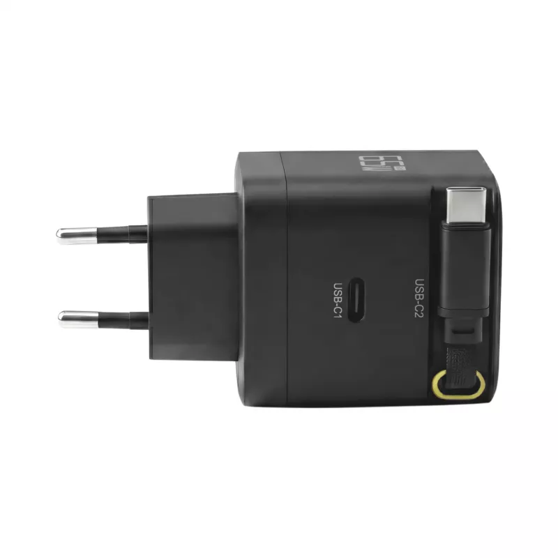 EFB Elektronik G652CE 65W GaN USB-C PD 3.0 Wandladegerät mit einziehbarem Kabel, Schwarz