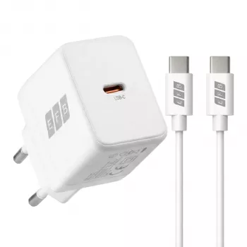 EFB Elektronik G301CE 30W USB-C GaN Ladegerät-Set mit 2m USB-C Kabel, Weiß
