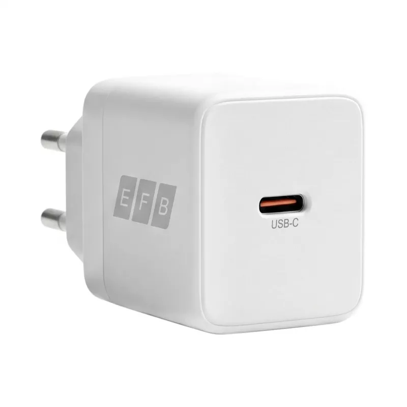 EFB Elektronik G301CE 30W USB-C GaN Ladegerät-Set mit 2m USB-C Kabel, Weiß