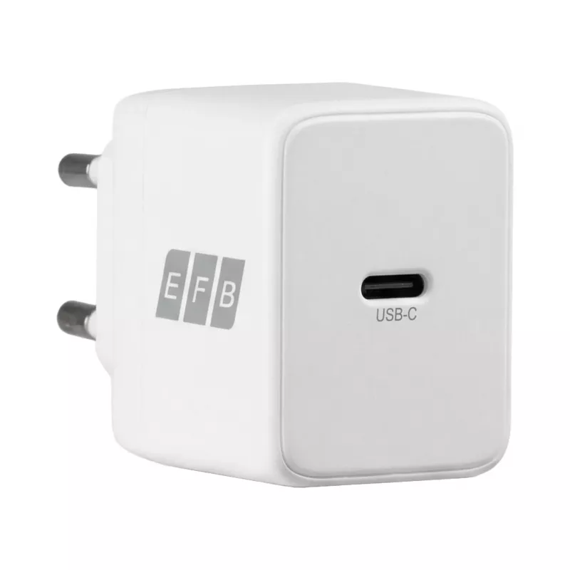 EFB Elektronik G201CE 20W USB-C GaN Wandladegerät-Set mit 2m USB-C Kabel, PD3.0 & QC3.0, Weiß