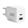 EFB Elektronik G201A1CE 20W GaN USB-C PD3.0 + USB-A QC3.0 Wandladegerät-Set mit 2m USB-C Kabel, Weiß