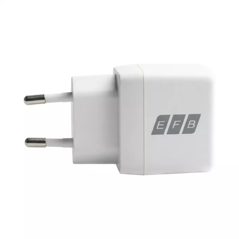 EFB Elektronik G201A1CE 20W GaN USB-C PD3.0 + USB-A QC3.0 Wandladegerät-Set mit 2m USB-C Kabel, Weiß