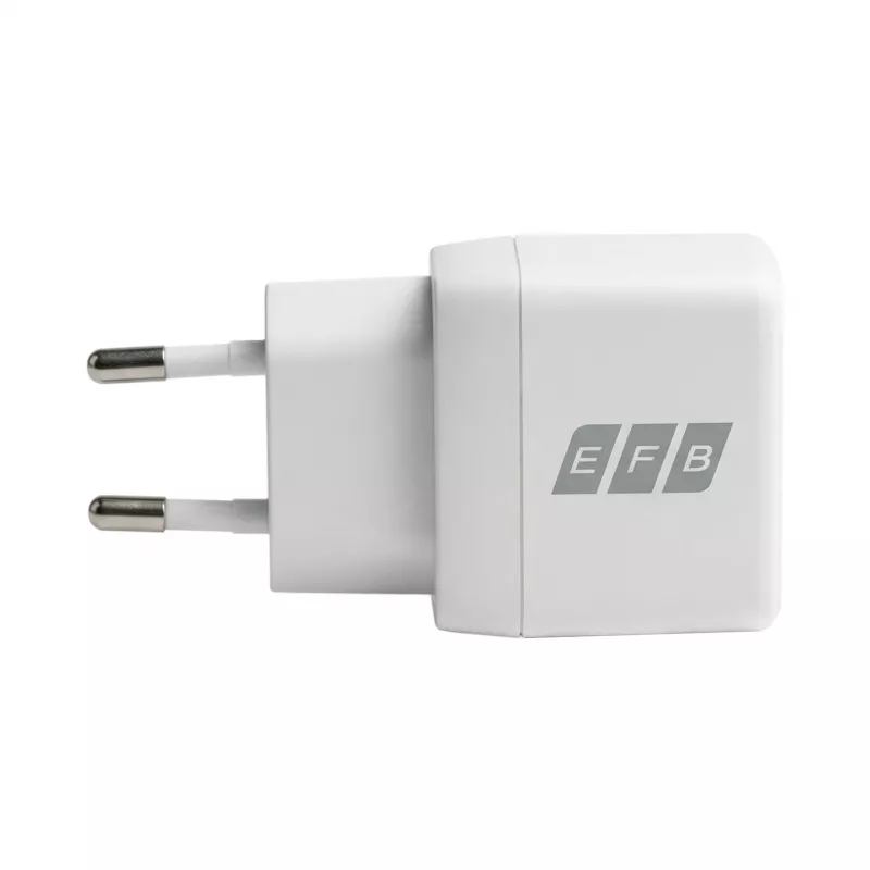 EFB Elektronik G301A1CE 30W GaN USB-C PD3.0 + USB-A QC3.0 Wandladegerät-Set mit 2m USB-C-Kabel, Weiß