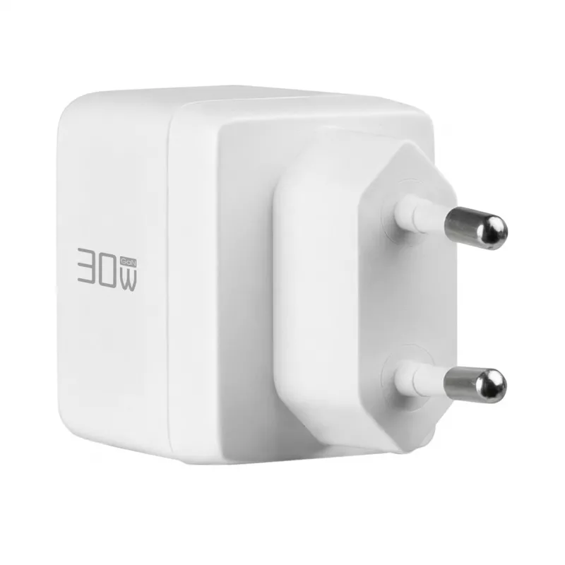 EFB Elektronik G301A1CE 30W GaN USB-C PD3.0 + USB-A QC3.0 Wandladegerät-Set mit 2m USB-C-Kabel, Weiß