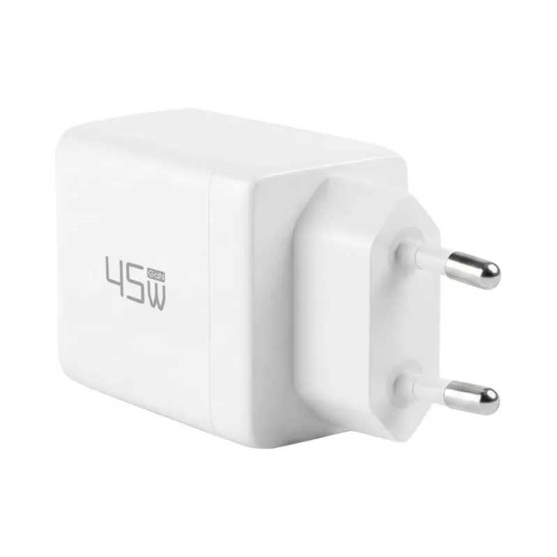 EFB Elektronik G452CE 45W Dual USB-C GaN Wandladegerät-Set mit 2m USB-C Kabel, Weiß