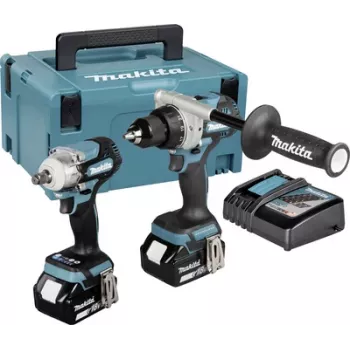 Makita DLX2588GJ 18V LXT Bürstenloses 2-teiliges Combo-Kit mit DDF485 Bohrschrauber, DTD153 Schlagschrauber, 2x 5,0Ah Akkus, Schnellladegerät und MAKPAC Koffer