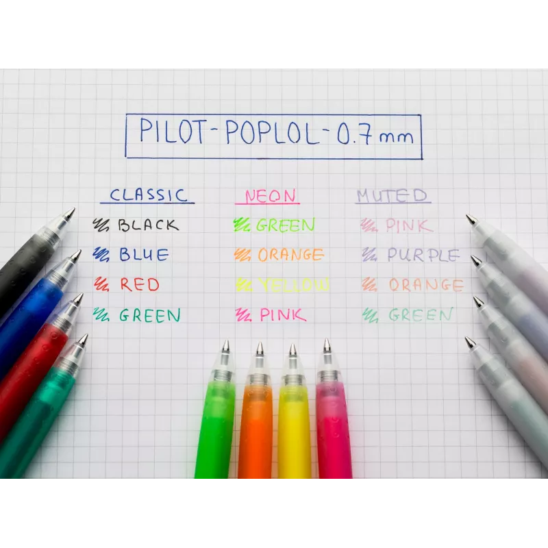 PILOT pop'lol Gelstift-Set Pastell 0,4 mm, verschiedene Farben, 4 Stifte (BL-PL-7-KUV/P/O/G-S4P)