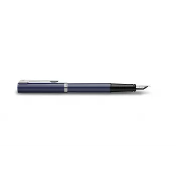 Waterman Impression Füllfederhalter Feine Feder Blaue Lackierung Chrom-Zierringe Geschenkbox 2225502