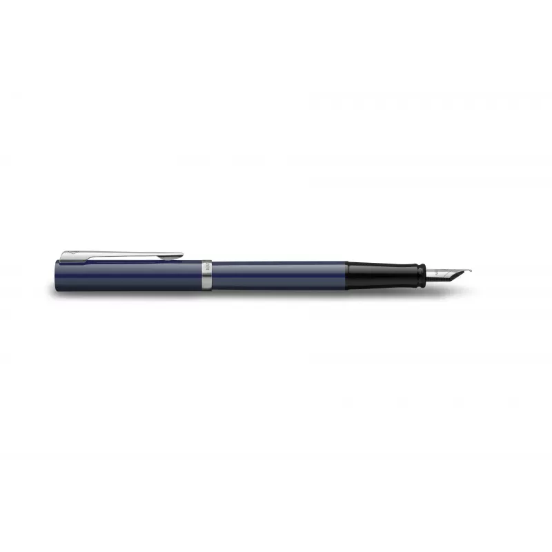 Waterman Impression Füllfederhalter Feine Feder Blaue Lackierung Chrom-Zierringe Geschenkbox 2225502