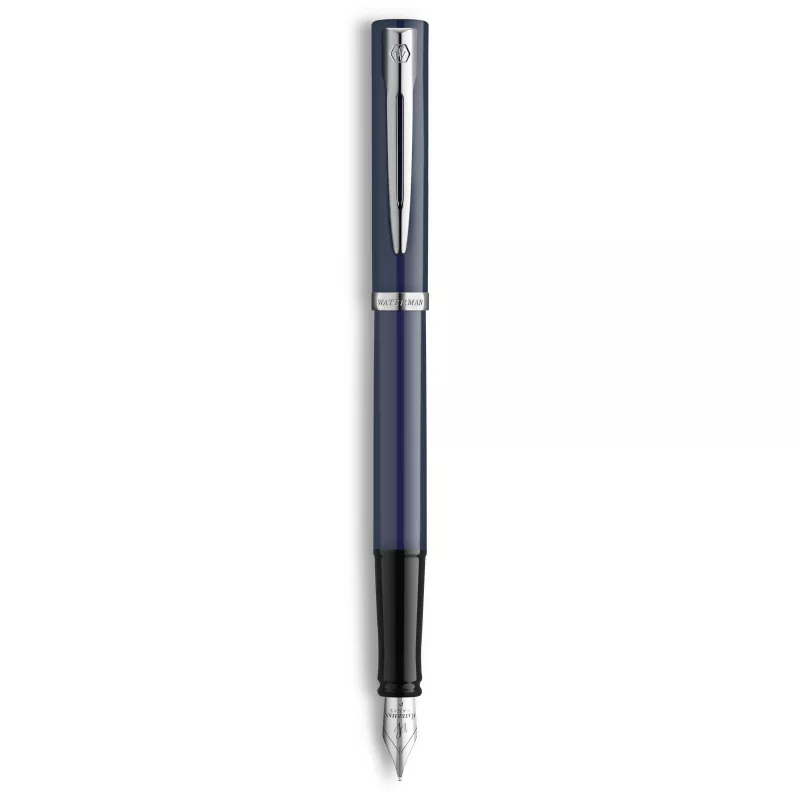 Waterman Impression Füllfederhalter Feine Feder Blaue Lackierung Chrom-Zierringe Geschenkbox 2225502