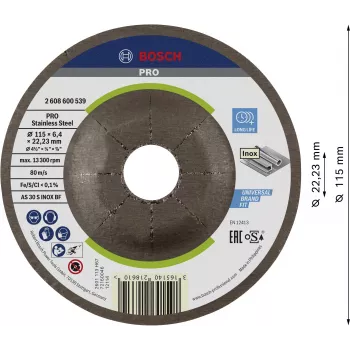 Bosch 2608600539 gekröpfte Schleifscheibe 115 x 22,23 mm, 1 Stück