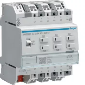 Hager TYAS606D KNX Secure Schalt-/Jalousieaktor 6/3-fach 16A C-Last