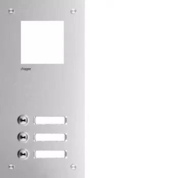 Hager RTQ103X Frontplatte für Sprechanlage Mono, 3 Ruftasten, silber eloxiertes Aluminium