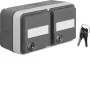 Hager WNC147 Aufputz-SCHUKO-Steckdose, 2-fach, Grau, IP44, Klappdeckel