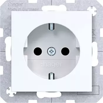 HAGER WAS1400WG Schuko-Steckdose, Unterputz, Schraub-Liftklemmen, 16 A, 250 V, Reinweiß