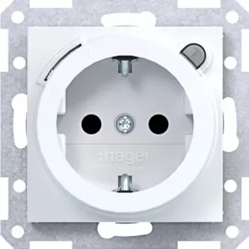 HAGER WAS1261WG SCHUKO-Steckdose mit FI-Schutzschalter, Typ A, 16 A, 30 mA, Polarweiß