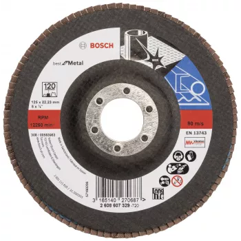 BOSCH X-LOCK Fächerschleifscheibe 125 mm P120 Zirkonkorund konisch für Metall 2608607329