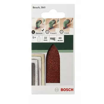 Bosch Delta Schleifblatt 240er Körnung, Klettverschluss, 32 mm Ecke, 5er-Pack 2609256A40