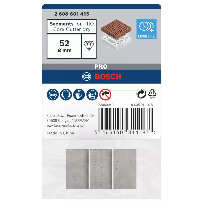 Bosch 2608601415 Diamantsegmente für Trockenbohrkronen, 3er-Pack